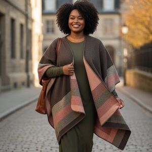 Color Block Open Cardigan Shawl  Multi-color